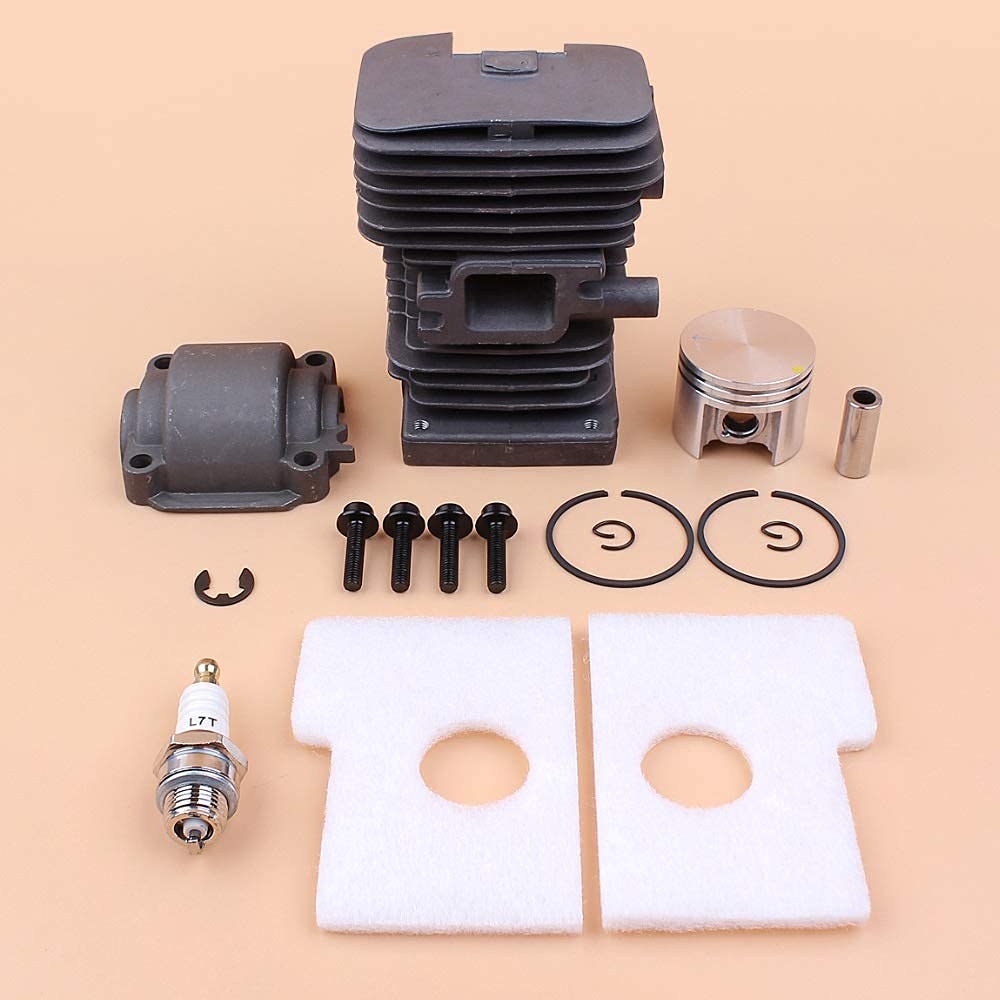 Kit de filtro de aire de tornillo de montaje en bandeja de pistón de cilindro de 38 mm compatible con repuestos de motosierra de gasolina STIHL MS180 018