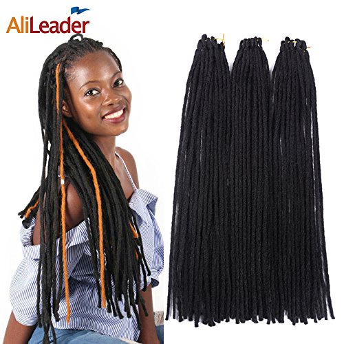 AliLeader 8pcs 22" Dreadlock Crochet Hair Senegalese Twist 20 Roots/Pack 30g/pack Kanekalon Synthetic Dreads Hair Extensions (22inch, Black)