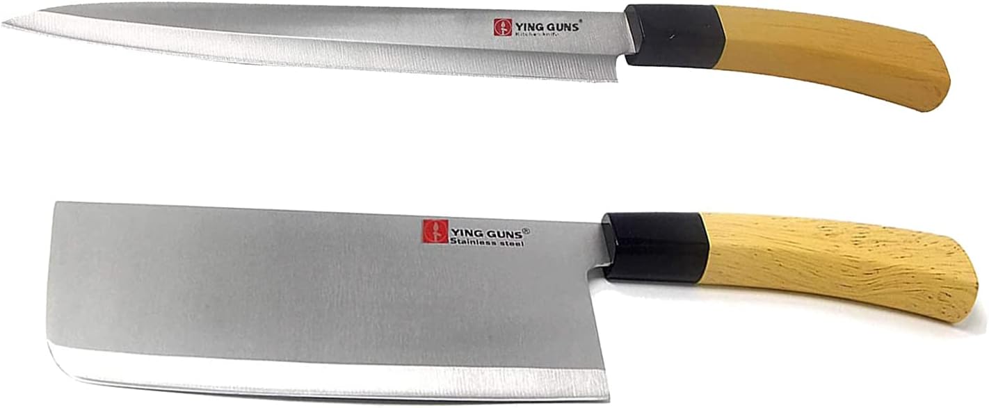 Shruthi Yingguns Knife Robust & Long (2 Pack) Meat Chopper + Sashimi Paring Knives for Cutting Slice Dice Steak Meat Chicken Cheese Vegetable Fruits SH638