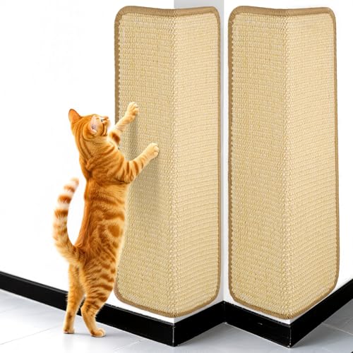 Zocipro 2 Stück Kratzmatte Katze 50 x 25 cm Kratzwand für Katzen Eckenschutz Katze Sisal Katzen Kratzmatte zum Kleben Katzenkratzbretter für Sofa Möbel Tür Kratzschutz Beige
