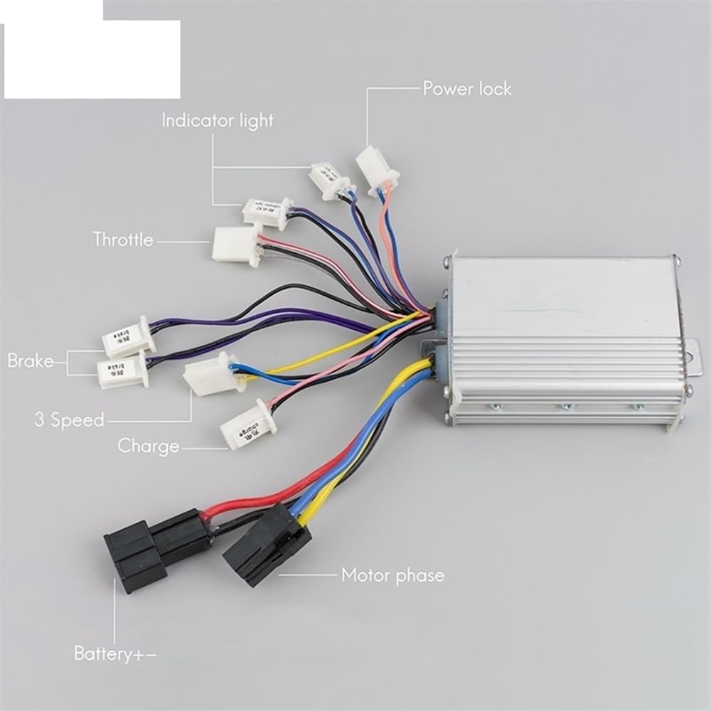 Regulador Patinete Electrico Controlador de CC de Motor Cepillado eléctrico 24V 36V 48V 250W-800W, Controlador de Velocidad for Bicicleta eléctrica Scooter E-Bike Accesorios Controlador del Motor
