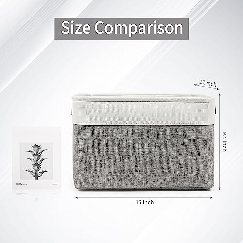 Bagnizer EVA-CM-GRAY Storage Bins Large Fabric Storage Baskets For Shelves 3 Pack, Decorative Linen Closet Baskets With Handles For Organizing, Shelf thumb #2