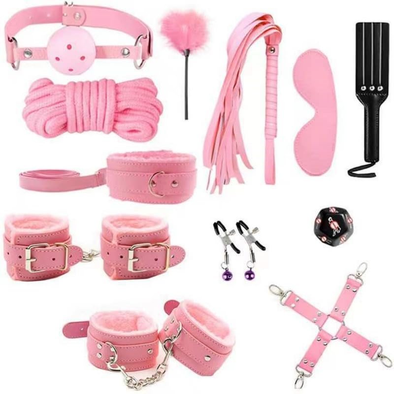 12 Roman Pilates PlüSch Leder Cosplay Werkzeug Yoga Set, Handgelenk Und HüFte Stretching Spaß WüRfel Schlagen Kombination ZubehöR, Paar Geschenk (Pink)