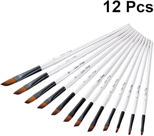 Miniatura 4 de VILLCASE 12 pinceles de pintura en miniatura, pinceles de pintura para pintura al óleo, kit de pinceles de pintura al óleo, pinceles de pintura para