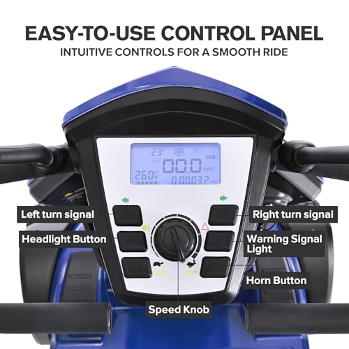 Heavy Duty Mobility Scooter 500 lb Weight Capacity Portable,All Terrain 4 Wheels Mobility Scooters for Adults & Seniors 500 lbs Foldable,Folding Power Electric Motorized Wheelchair,15Miles (Blue)