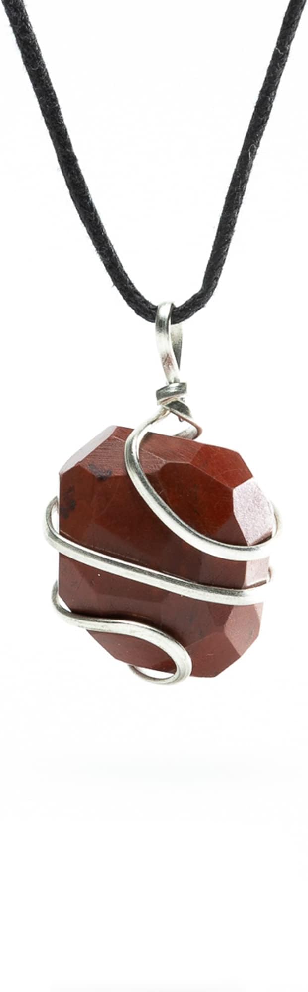 Ayana WellnessAyana Crystals Red Jasper Pendant Necklace – Wire Wrapped Healing Crystal Jewelry, Natural Protection Stone, Adjustable Cord, Unisex Spiritual Gift