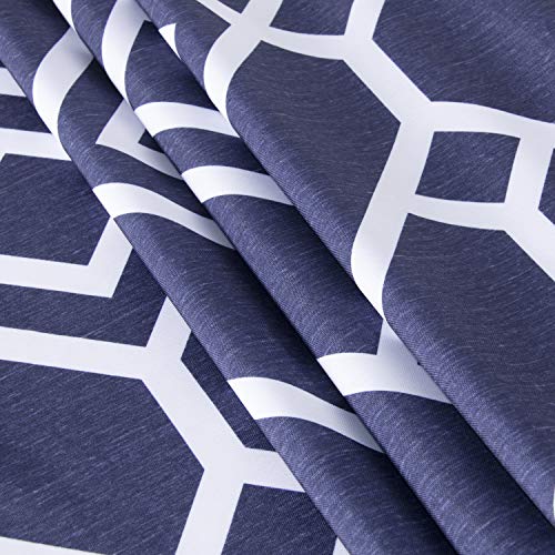 LUSHVIDA Moroccan Rectangle Table Cloth – Washable Water Resistance Microfiber Moroccan Tablecloth Decorative Table Cover for Picnic Banquet Party Kitchen Dining Room, 150 GSM (60 x 84 Inch, Navy