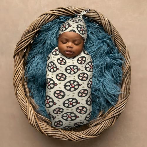 Image of Movie Reel Theme Newborn Swaddle Blankets Hat Sets Soft Baby Receiving Blanket Swaddle Sack for Baby Shower Infant Boy Girl Gift
