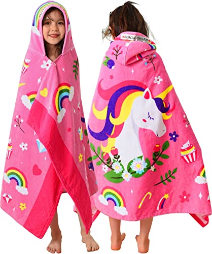 Voova & Movas TONOMO Hooded Towels For Kids 3-10 Years, Soft Thick Cotton | Absorbent Beach, Bath, Pool Swim Towels | Cover Up For Girls cover