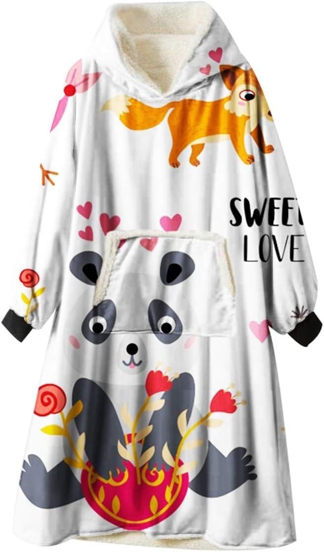 Couverture sweat-shirt à capuche microfibre extra-large unisexe panda