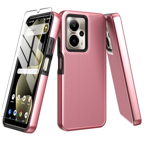 Mocotto for Cricket Outlast 5G 2024/AT&T Motivate Pro 5G Case with Tempered Glass Screen Protector Dual Layer Heavy Duty Shockproof Protection (Cricket Outlast 5G 2024 GRose Gold)