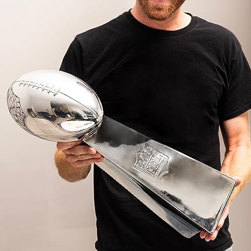 Image of Spire Designs Lifesize Fantasy Football Trophy - Chrome Replica Championship Trophy - First Place Winner Award for League - Real Size Football Award