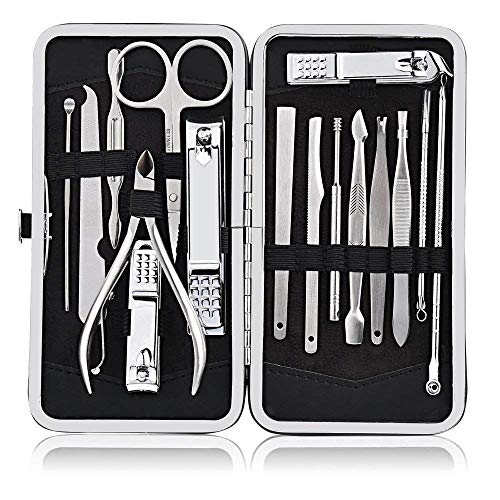 Manicure Pedicure Set Nail Clipper,Fomatrade 16 Pieces Stainless Steel Heavy Duty Nail Care AIDS -Fingernail Clippers,Toenail Clippers -Portable Travel & Grooming Kit Tools (Silver)