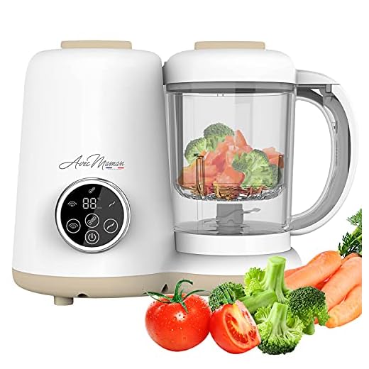 Avec Maman Baby Chef - NUEVO 2023 - Procesador de alimentos 4 en 1 para bebés - Vapor - Trituradora - Calienta biberones - Esterilizador y limpia biberones - Libre de BPA
