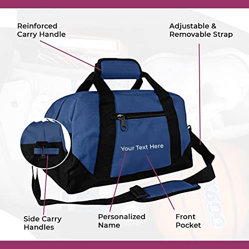 Personalized Passion Small Duffle Bag for Boys and Girls - Perfect Sized 14” Two Toned Travel Duffle - Personalized Name Sports Gym Bag for Storage - Navy Blue3