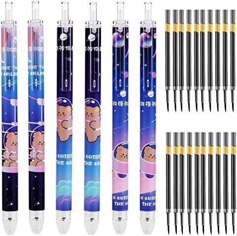 XIAQICA 12 Stylos Gel Effaçables 0,35mm Kawaii Animaux + 40 Mines + 4 Gommes - Stylo Gomme Pour Écriture, Croquis Et Dessin