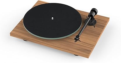 Pro-Ject T1 EVO Plattenspieler – Riemenantrieb, Aluminium-Tonarm, Ortofon OM 10 Tonabnehmer, Staubabdeckung (Walnuss)