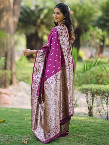Image of SGF11 Women's Kanjivaram Pure Soft Silk Saree For Women Pure Golden Zari With Blouse Piece