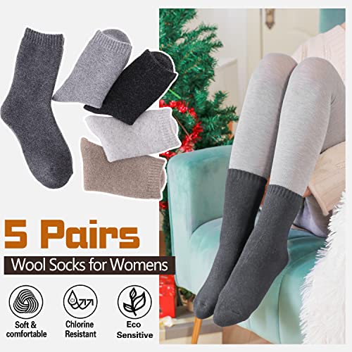 Womens Wool Socks Warm Thermal Thick Heavy Cold Weather Winter Socks 5 Pack