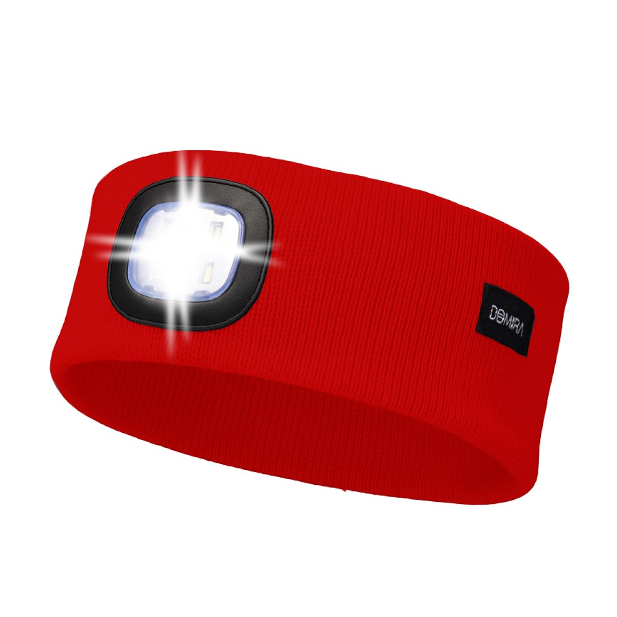 Domira Red Rechargeable Led Head Torch | Super Bright Headlamp For Running, Camping, Hiking | Waterproof Hard Hat Light | Usb Headtorch | Head Lamp For Adults, Kids, Fishing, Mechanic, Work (Red)
