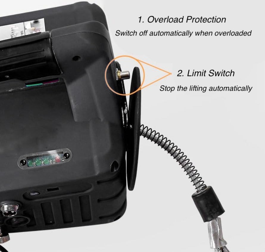 1100LBS Capacity Electric Hoist – 1500W Motor, 110V, With Remote & Wired Control, 25ft Lift, No Coasting