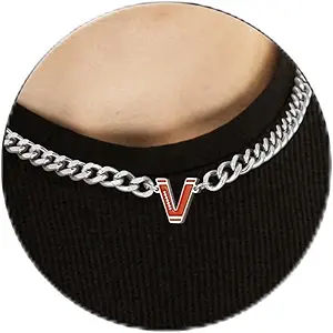 Football Necklaces for Boys Stainless Steel Initial Necklace with Letter A-Z 6.5mm Cuban Chain Gifts for Him Boys Men Teens 16+2 Inches