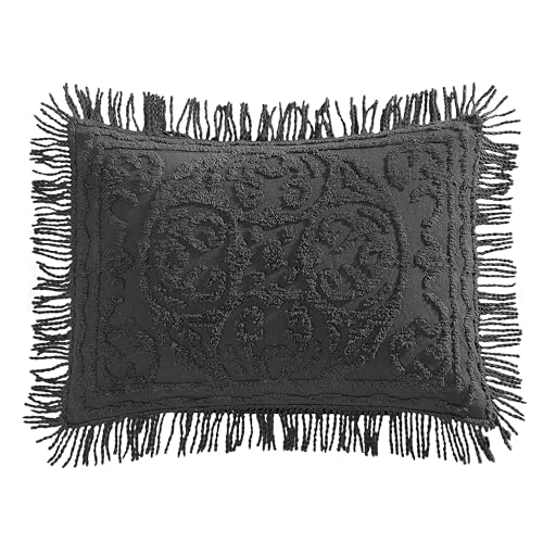 Image of Beatrice Home Fashions Medallion King Cotton Chenille Sham, Charcoal