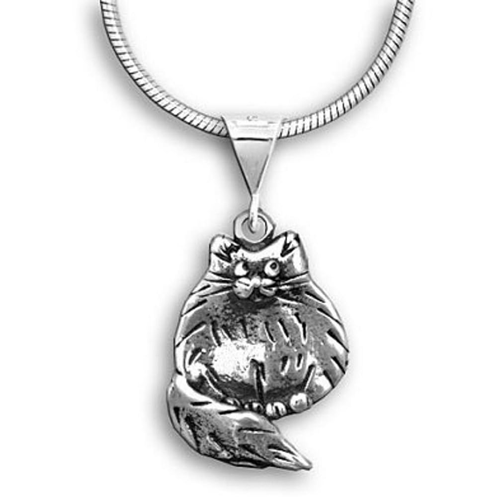 The Magic Zoo Sterling Silver Small Fat Cat Necklace
