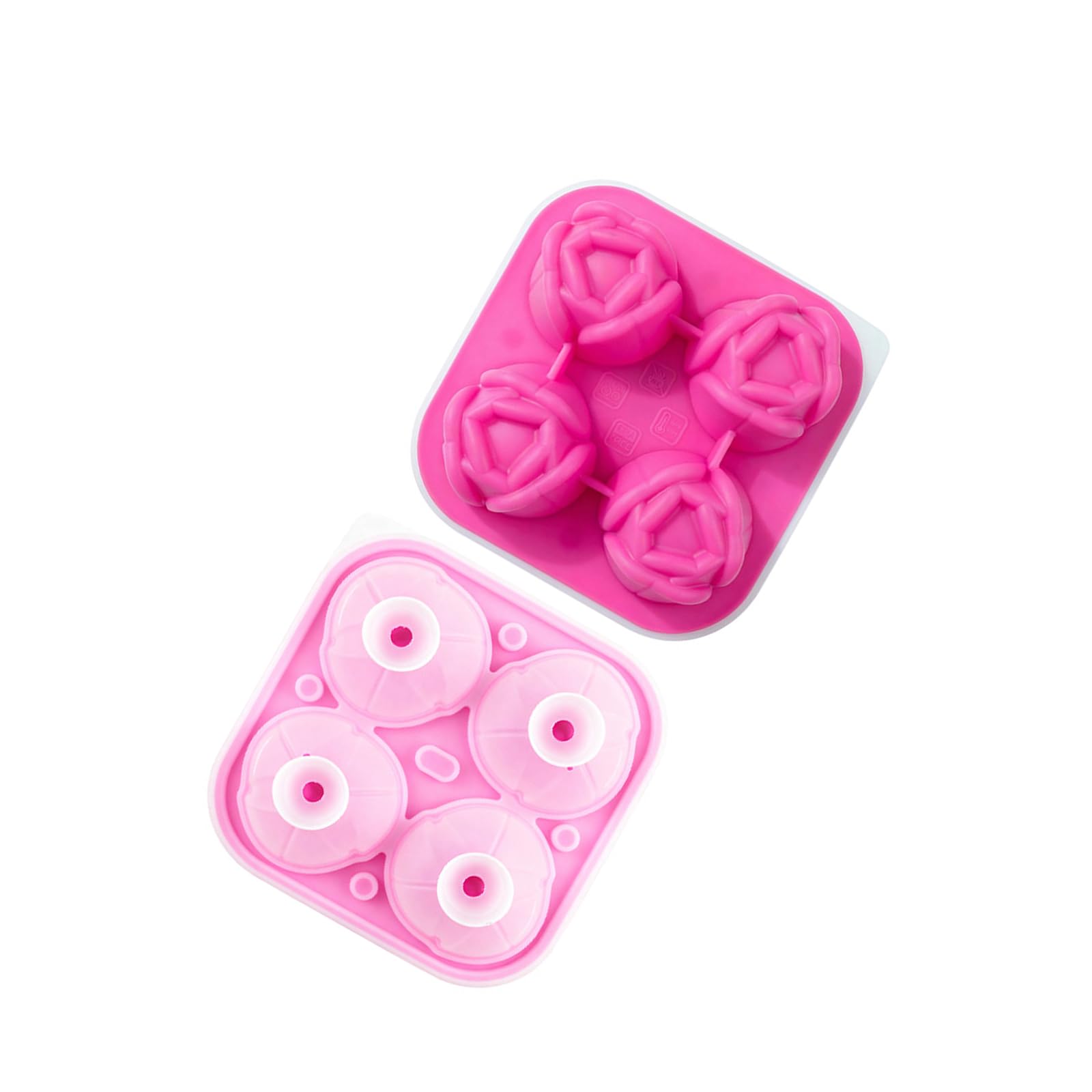 Buxuaaaa Food Grade Silicone Ice Mold with Tulips Design 4 Cavity Ice Cubes Tray Multipurpose Chocolate Dessert Crafting Silicone Ball Mold with Lid