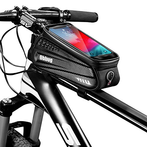 Obbug Bike Phone Front Frame Bag Bicycle Bag Waterproof Bike Phone Mount Top Tube Bag Bike Phone Case Holder Accessories Cycling Pouch Compatible with iPhone 11 XS Max XR Fit 6.5â€