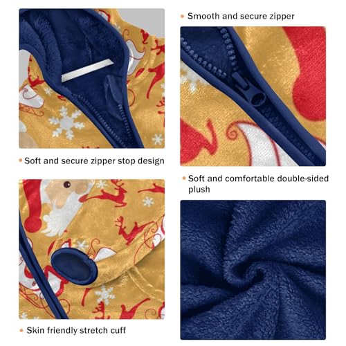 Santa Claus Reindeer and Sleighs Girls Fleece Jacket Girls Fall Jacket Girls Zip Up Hoodie Girls Sherpa Jacket 2-10T3