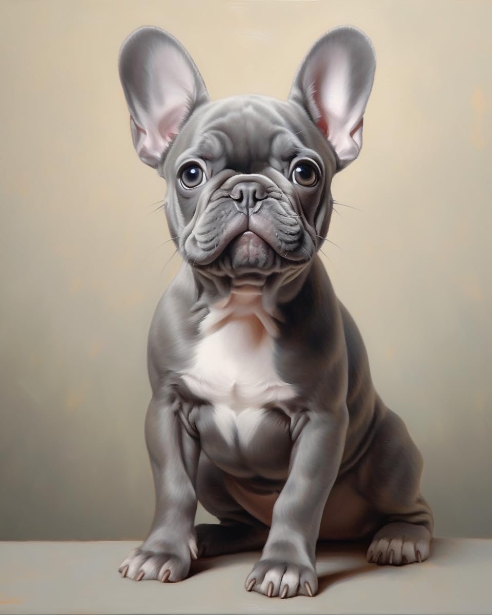 Cross-Stitch Stamped Kits, Smart and Clever French Bulldog Dog, DIY Designs Cross-Stitch Easy Supplies Needlework, Needlepoint Embroidery Gift for Home Decor 16x20 inch