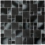 Carrelage mosaïque translucide noir combinaison de mosaïque en verre cristal noir bord cassé MOS88-0304.