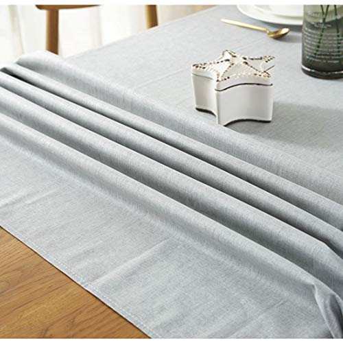 Bringsine Solid Cotton Linen Tablecloth Stain Resistant/Spill-Proof/Waterproof Lace Table Cloth Cover for Kitchen Dinning Tabletop Decor (Rectangle/Oblong, 53" x 71", Gray)