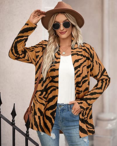 Image of ULTRANICE Cardigan Sweaters Womens Fashion 2024 Trendy Lightweight Long Sleeve Casual Knitted Cardigans Sweater Tops Clothes Outfits with Pockets(Leopard W,M)
