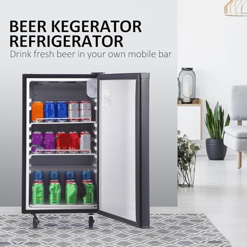 TROPOW Beer Kegerator, Single Tap Draft Beer Dispenser, Full Size Keg Refrigerator With Shelves, 32°F- 50°F Temperature Control, Drip Tray & Rail, Black on Fridge.com