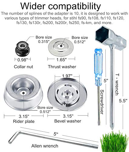 GS Alderaul Upgraded 8 in Steel Wire Brush Cutter Trimmer Head kit, 8 Pcs Weed Eater Wire Brush kit, with Weed Eater Blade Adapter Kit, for String Trimmers, Weed Eater Head, Lawn Mower, Rust Removal.