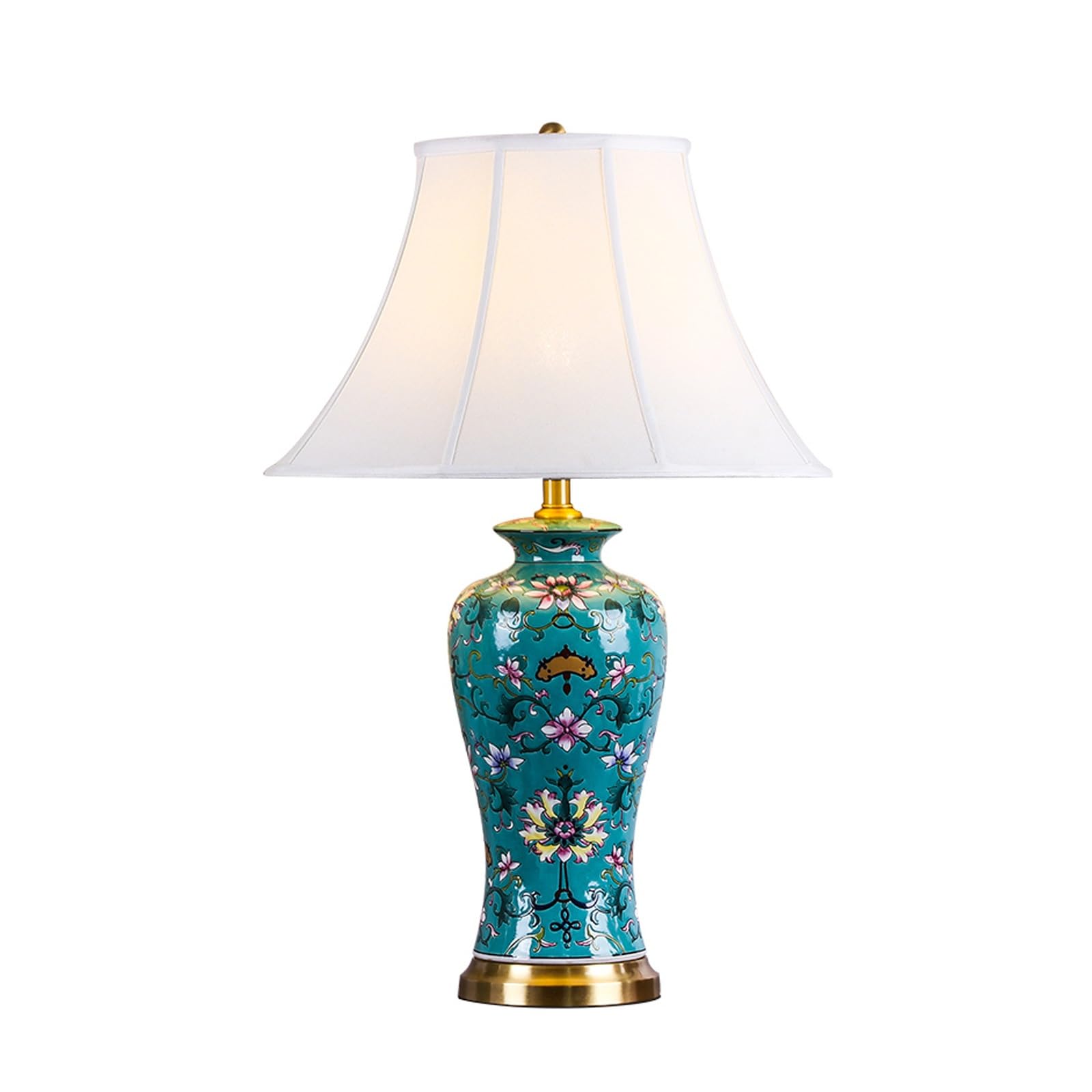 Lampa Stołowa, Ceramiczna Lampa W Stylu Amerykańskim Do Salonu - Lampka Nocna Z Lnianym Abażurem, Lampka Nocna Do Sypialni, Lampka Nocna Z Przyciskiem, Pilot Zdalnego Sterowania