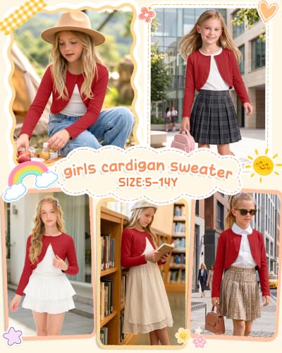 Image of Girls Uniform Long Sleeve Knitted Cardigan
