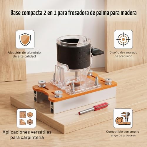 Miniatura 4 de Base Fresadora Madera 2 En 1, Soporte Compacto Aleación Aluminio Para Tableros 0-5 Cm, Guía Ranura Ajustable