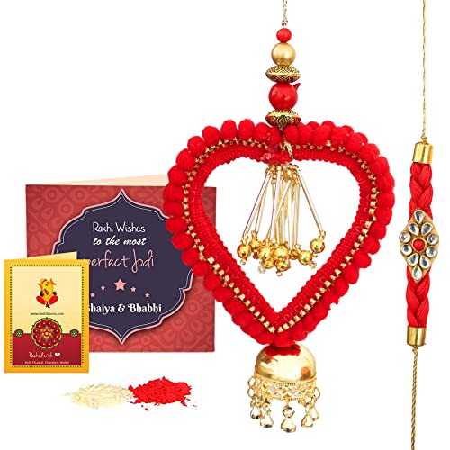 TIED RIBBONS Rakhi para hermano y bhabhi - Pulsera Lumba Rakhi y Raksha Bandhan con tarjeta, Roli Chawal Tika, Estándar, Rosca Cover