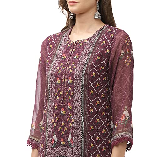 Image of BIBA Women Art Silk Sharara Kurta Garara Suit Set