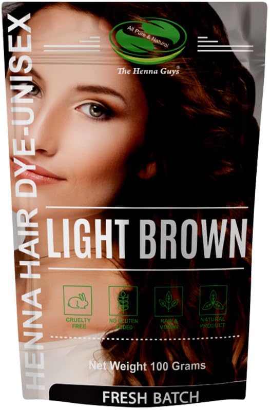 The Henna Guys 1 Pack Light Brown Hair & Beard Dye/Color -