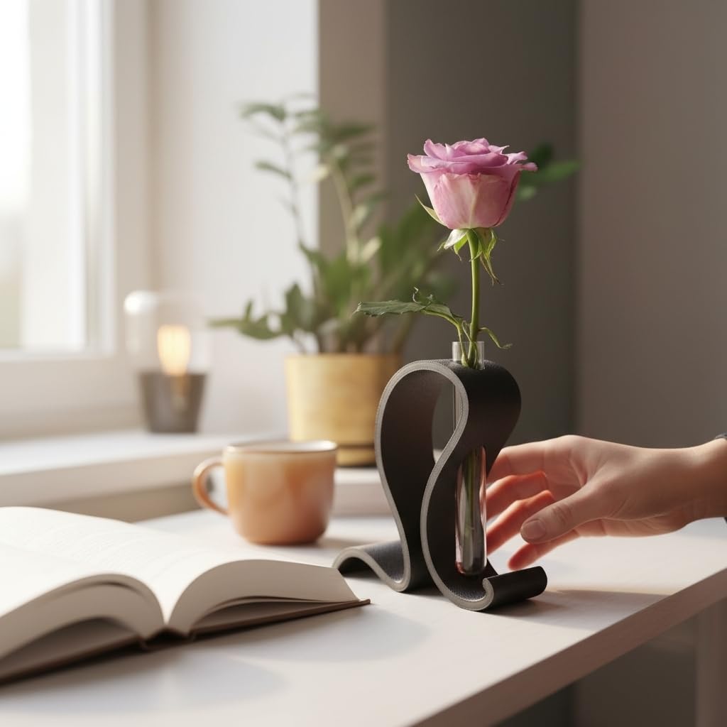 Abstract vase, Test Tube, hydroponic Planter, Glass Flower vase, Tabletop Decor, Stand vase, Minimalist Flower Holder, Desk Plant Display, Propagation Station (Black)-image-43