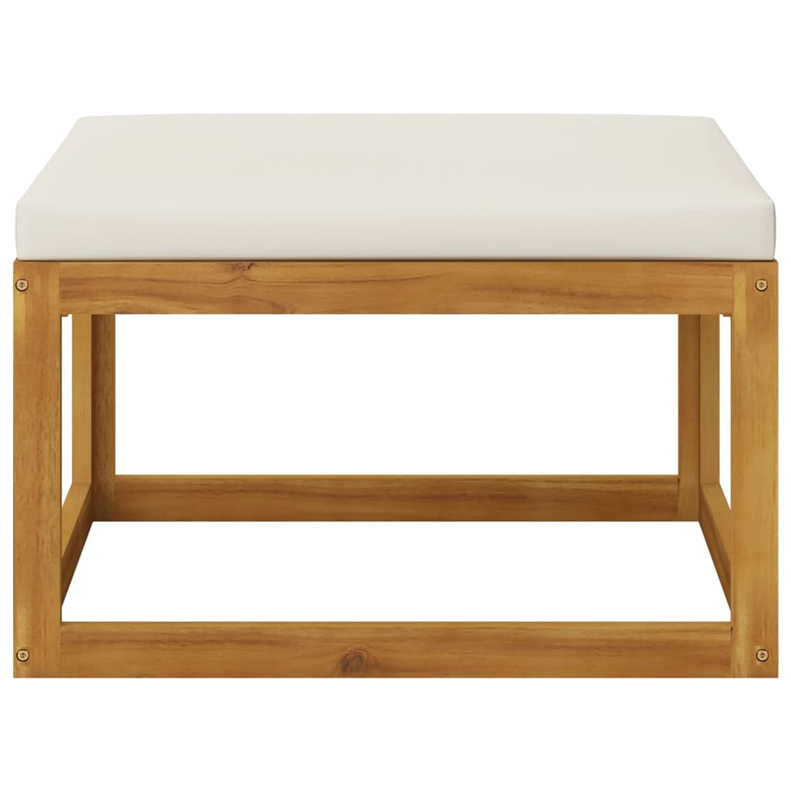 Reposapiés con cojín, Taburete Terraza, Taburete De Jardin, Reposapies Sofa, Taburete Reposapies, Taburetes Bajos, Blanco Crema Madera Maciza de Acacia
