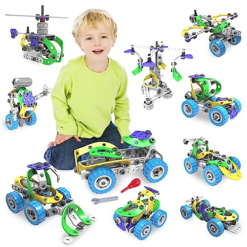 MOONTOY 175 Piece Stem Toys for 5 6 7 8 Year Old Boys Birthday Gift Erector  Construction Set Building Toy for Kids Age 4-8 4-6 5-7 6-8 Creative Game