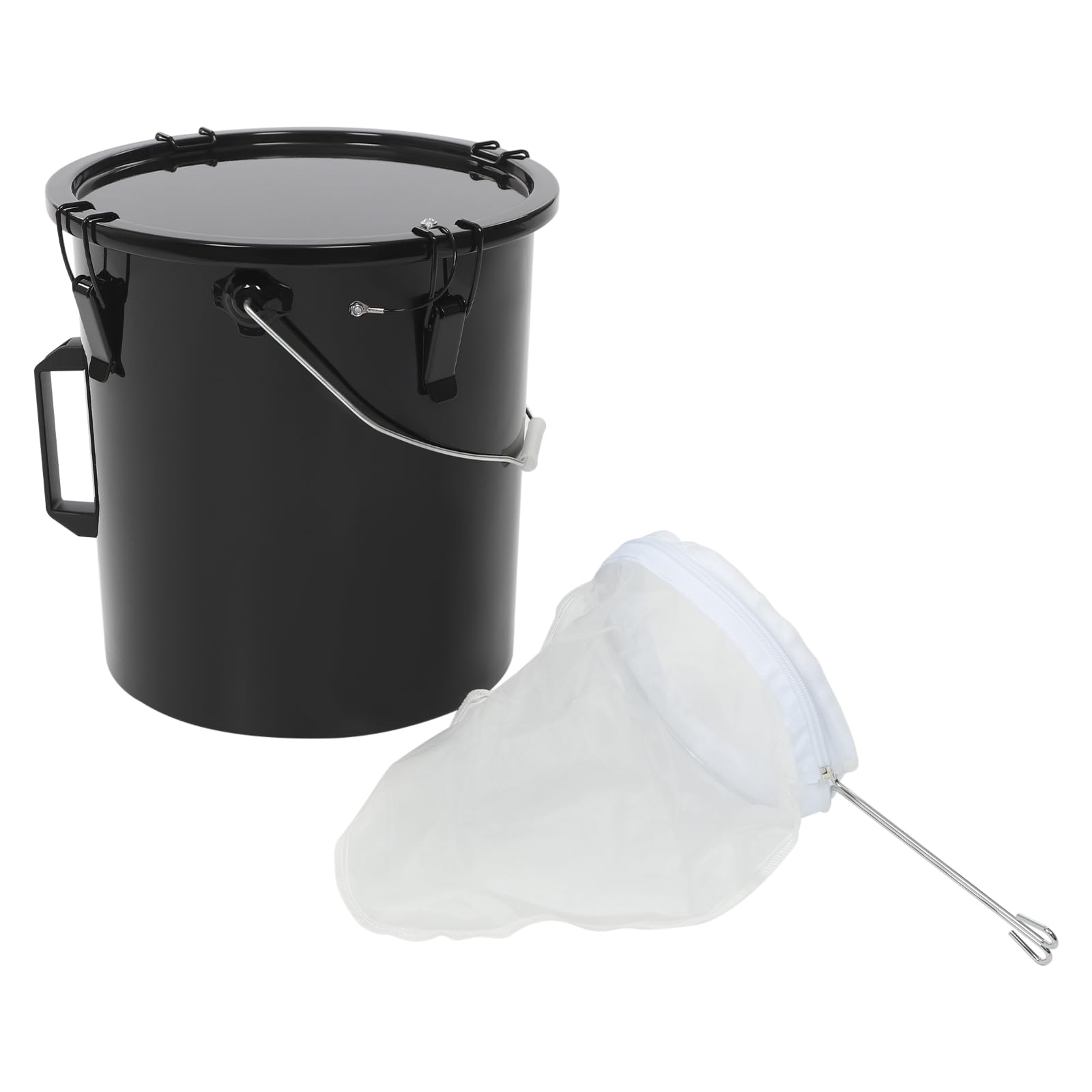 6 Gallon Fryer Oil Bucket, Grease Disposal Bucket with Lid and Net Pocket, Carbon Steel Waste Oil Container for Kitchen or Commercial Use