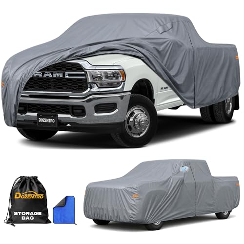 Ram 3500 Dually Truck Cover Custom Fit 2019-2026 Crew Cab Cab Long Bed(6.4') with Door Zipper, 10 Layers Outdoor Heavy Pickup Truck Cover Waterproof All Weather, Wind Dust Sun Protector.