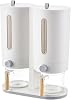 Rice Storage Dispenser | 11Lbs Press Dispensing with Lid,Double-Bucket Rice Storage Dispenser,for Pantry Counter Grain Cereal Soybean Green Beans Flour Oatmeal
