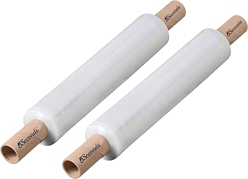 Rollo de envoltura retráctil de grado industrial (paquete de 2) de 20 pulgadas x 1000 pies con mango de núcleo para envío, grosor de calibre 80,